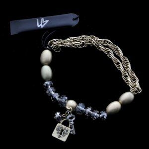 Lane Bryant gold stretch charm bracelet lock & key